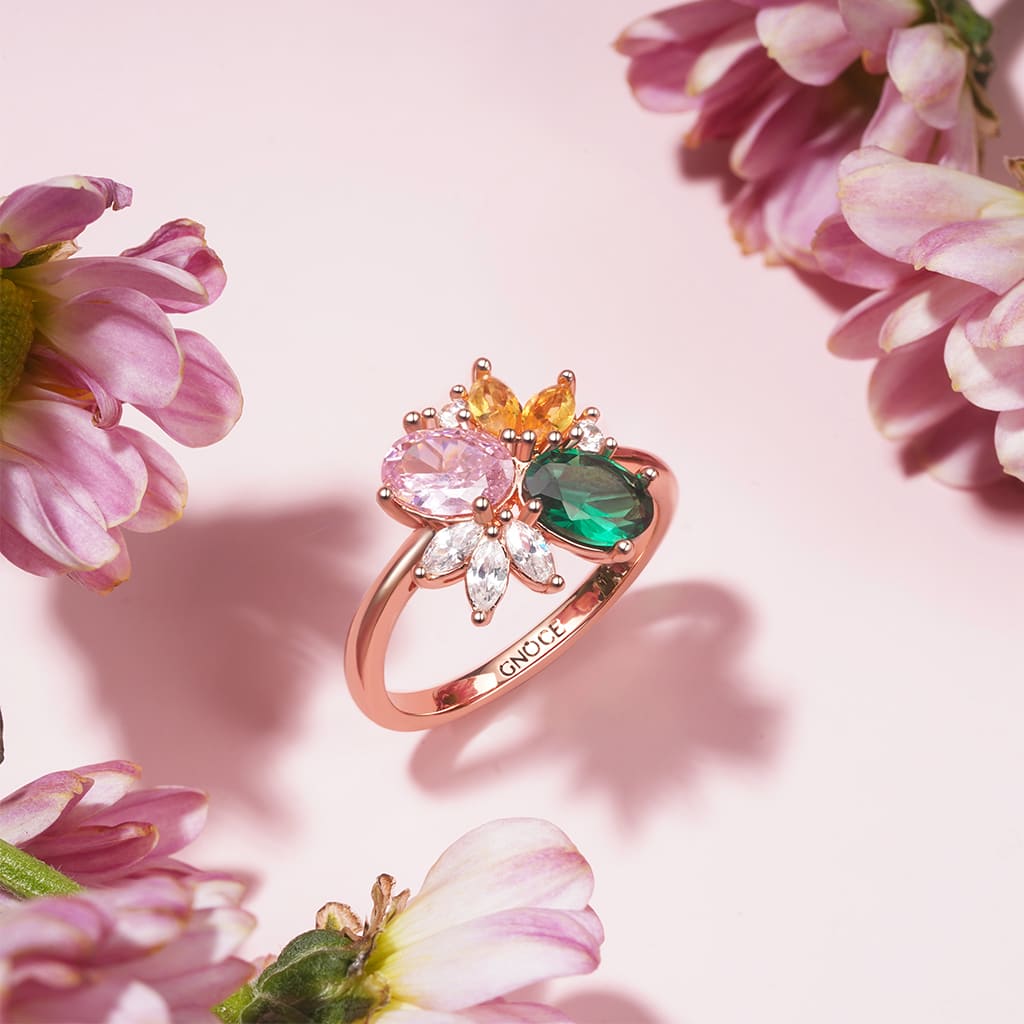 Gnoce Rose Gold Tone Flower Garden Ring_3