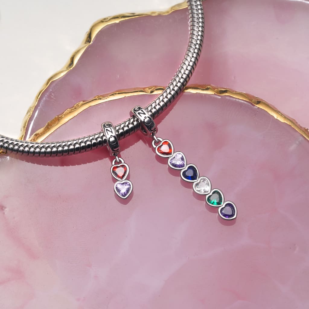 Gnoce Personalized Heart Birthstone Pendant Dangle Charm_5
