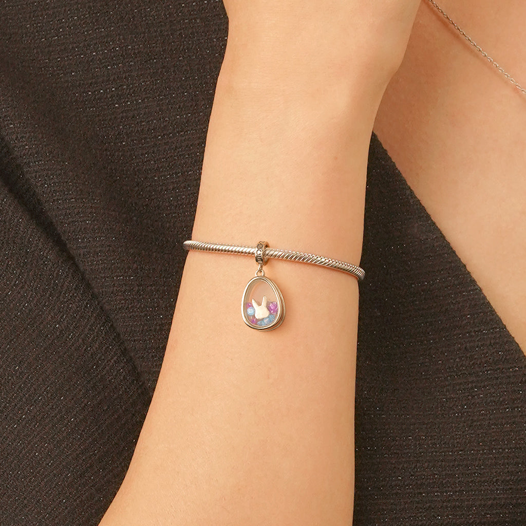 Gnoce Easter Bunny Egg-shaped Pendant Dangle Charm_5