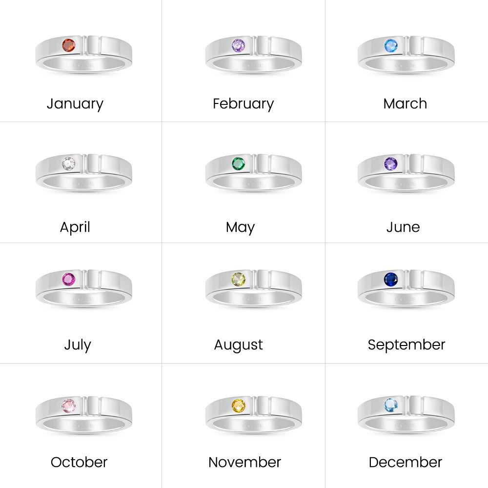 Gnoce Single Birthstone Band Ring_6