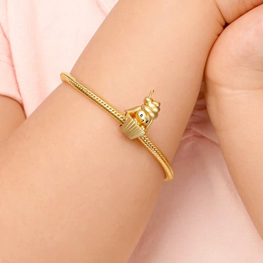 Rabbit Ice Cream Charm Bead Sterling Silver 18K Gold Plated_4