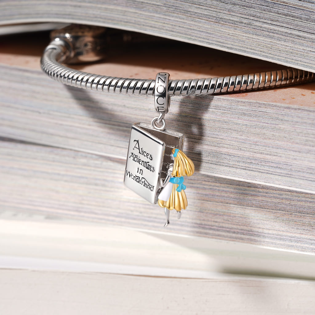 Gnoce Alice Adventure In Wonderland Book Pendant Dangle Charm_3