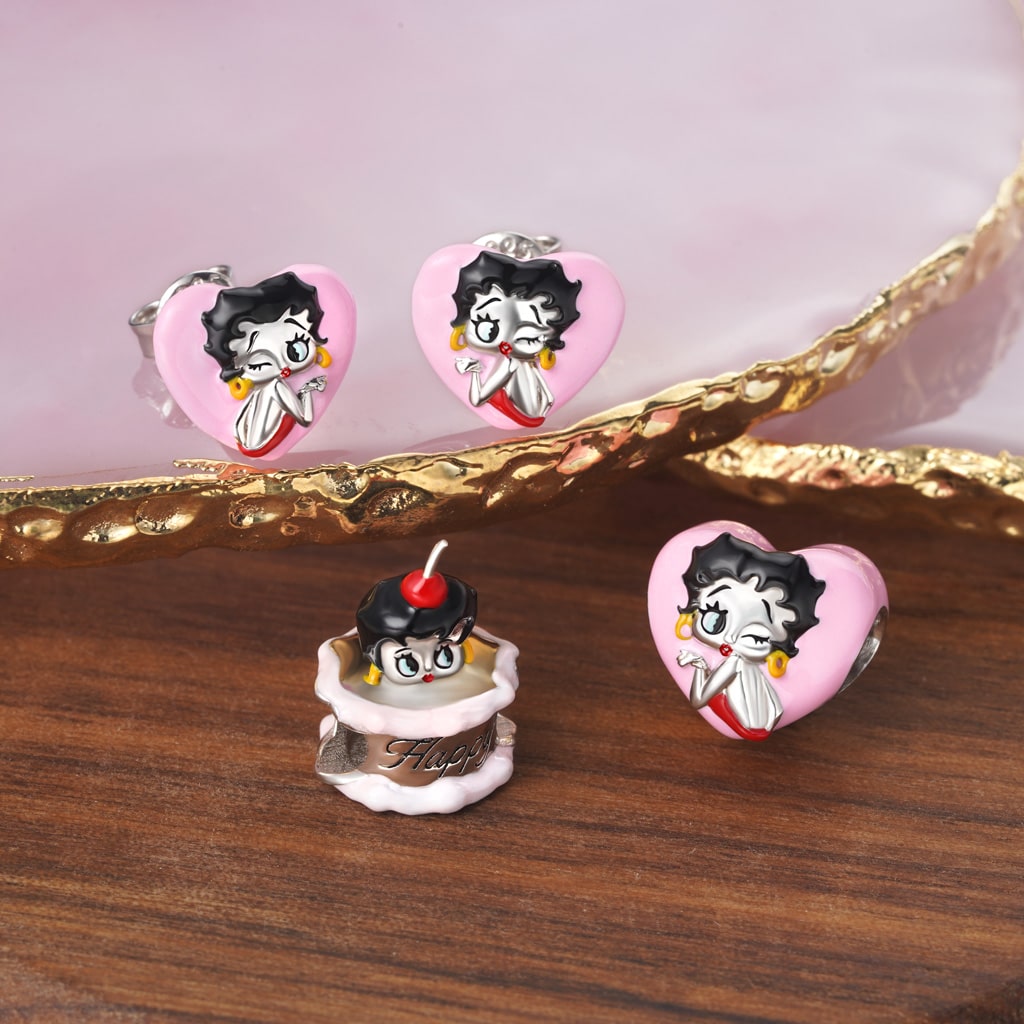 Gnoce Pink Heart Classy Betty Boop Charm_3