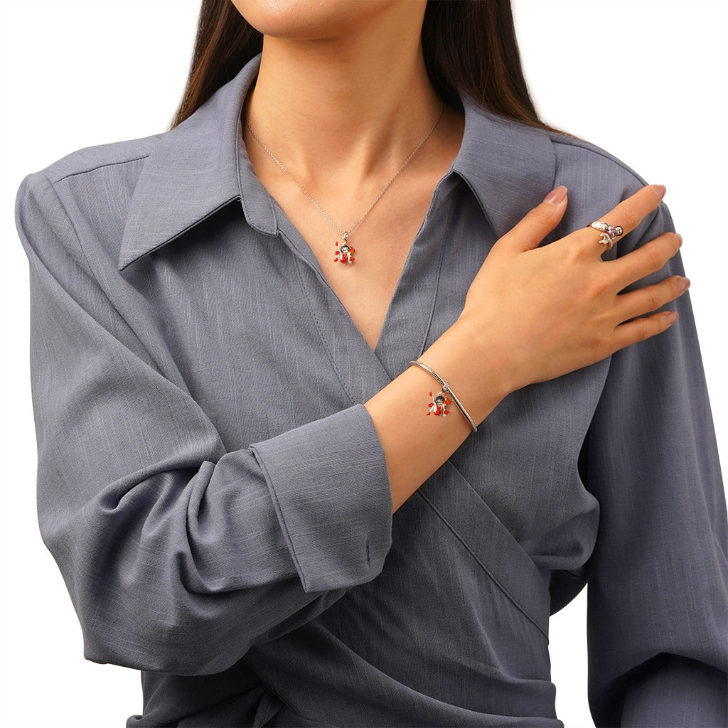 Gnoce Bold Red Dress Betty Boop Pendant Dangle Charm_4