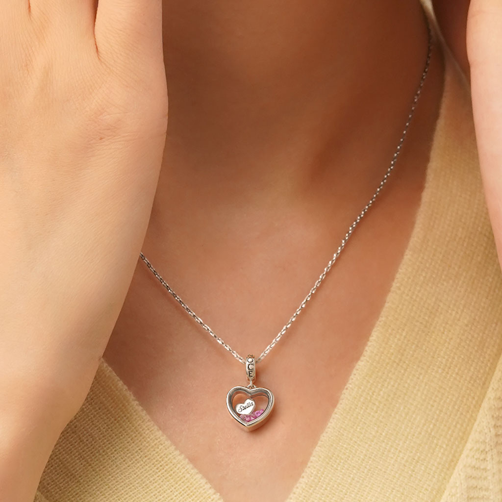 Gnoce Transparent Engravable Heart Pendant Dangle Charm_6