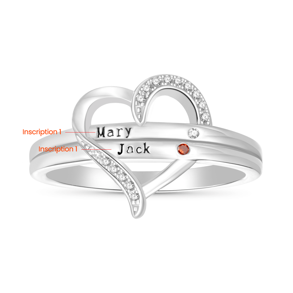 Gnoce Personalized Engravable Heart Birthstone Ring_2