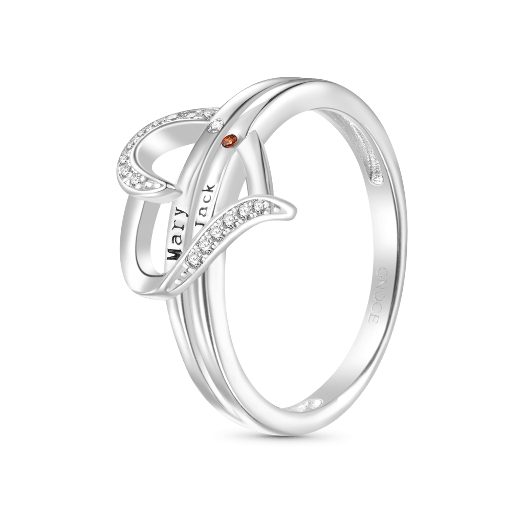 Gnoce Personalized Engravable Heart Birthstone Ring_4