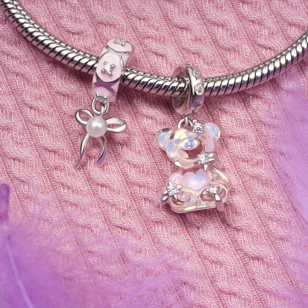 Gnoce Pink Fantasy Bear Pendant Dangle Charm_3