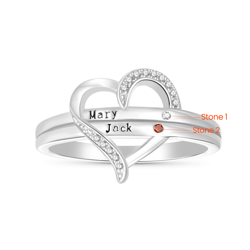Gnoce Personalized Engravable Heart Birthstone Ring_3