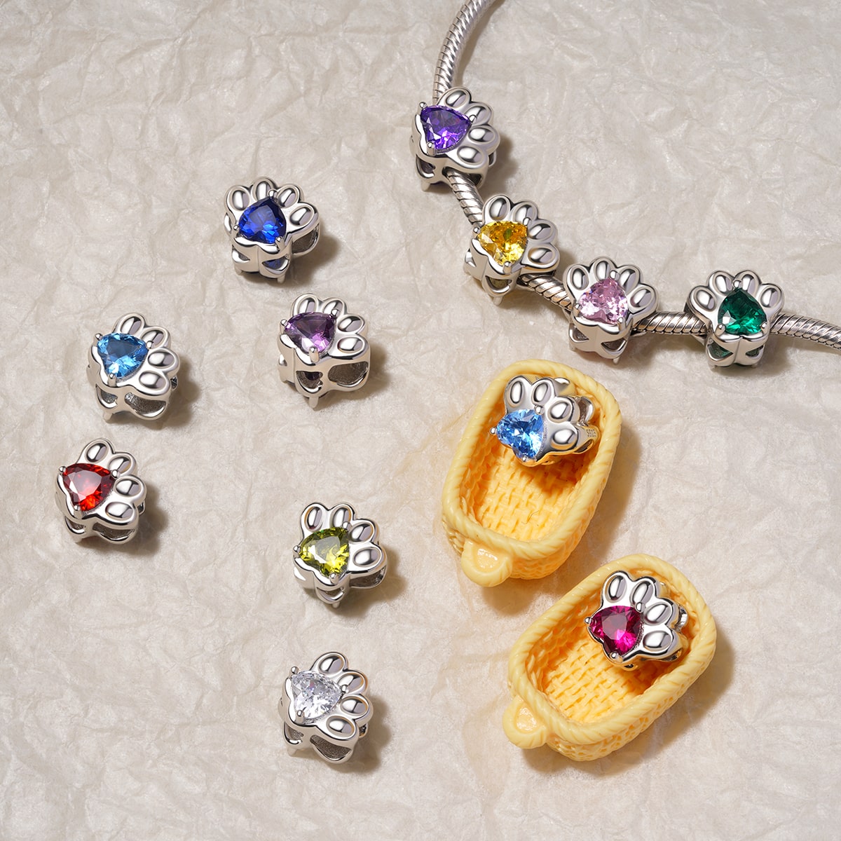 Gnoce Pet Paw Heart Birthstone Charm_3