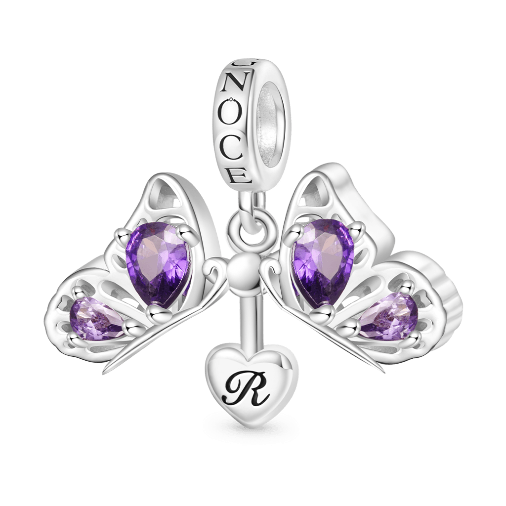 Gnoce Openable Purple Butterfly Engravable Pendant Dangle Charm_4