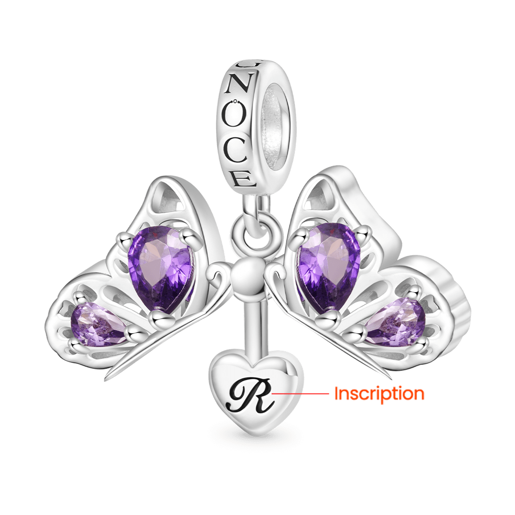 Gnoce Openable Purple Butterfly Engravable Pendant Dangle Charm_2