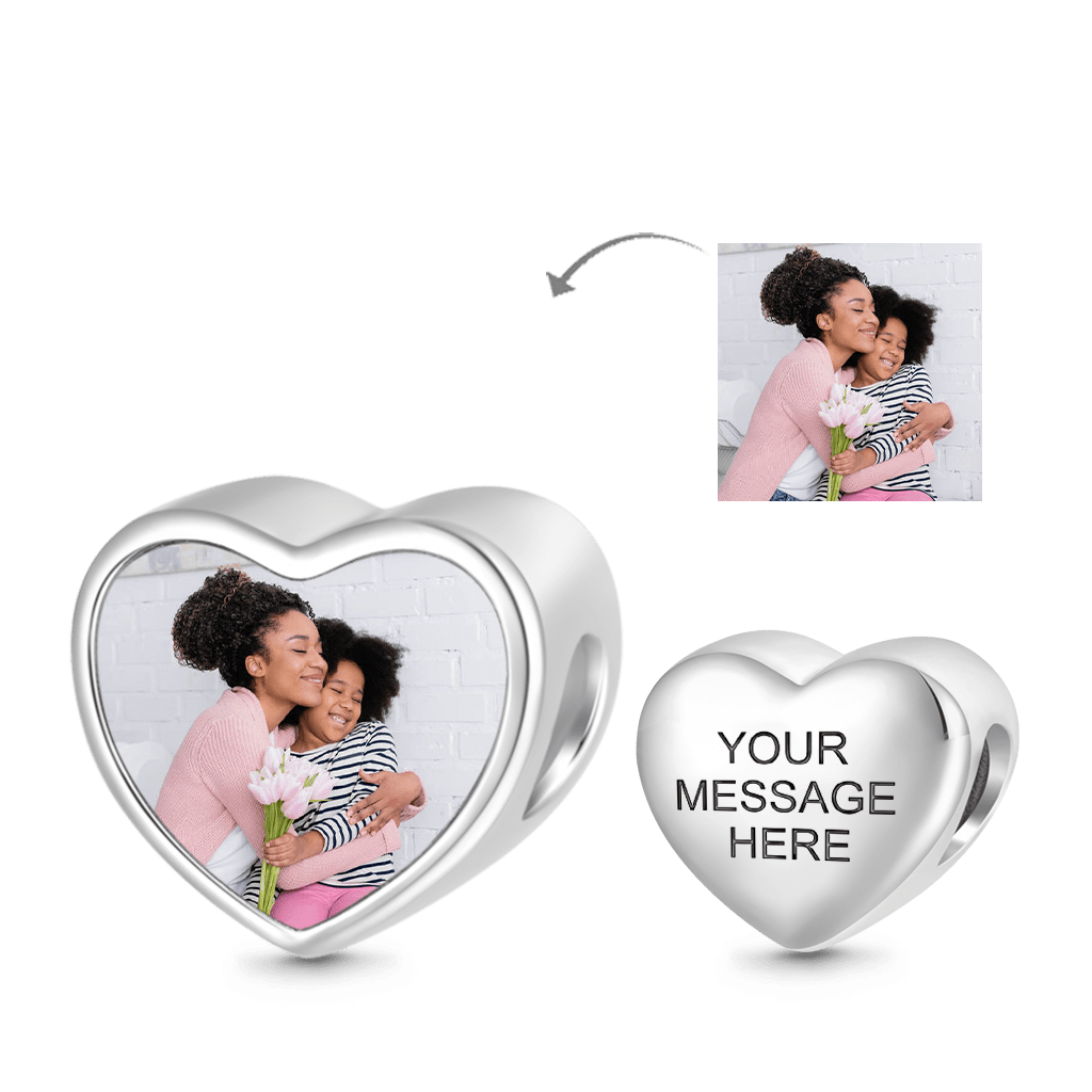 Gnoce "Always in My Heart "Adorable Heart Shape Engravable Personalized Photo Charm  to Friends, Families and Pets_2