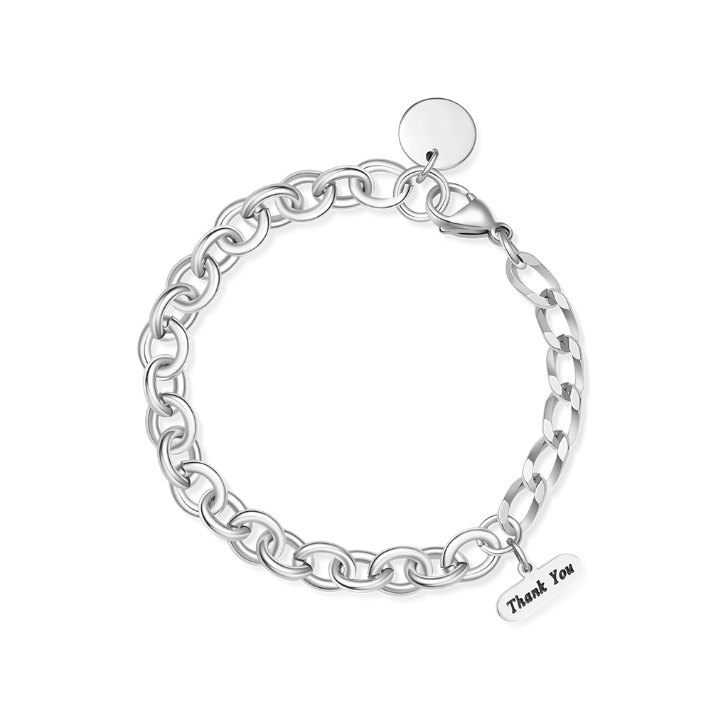 Gnoce Retro Street ‘Thank You’ Spliced Link Chain Bracelet_2