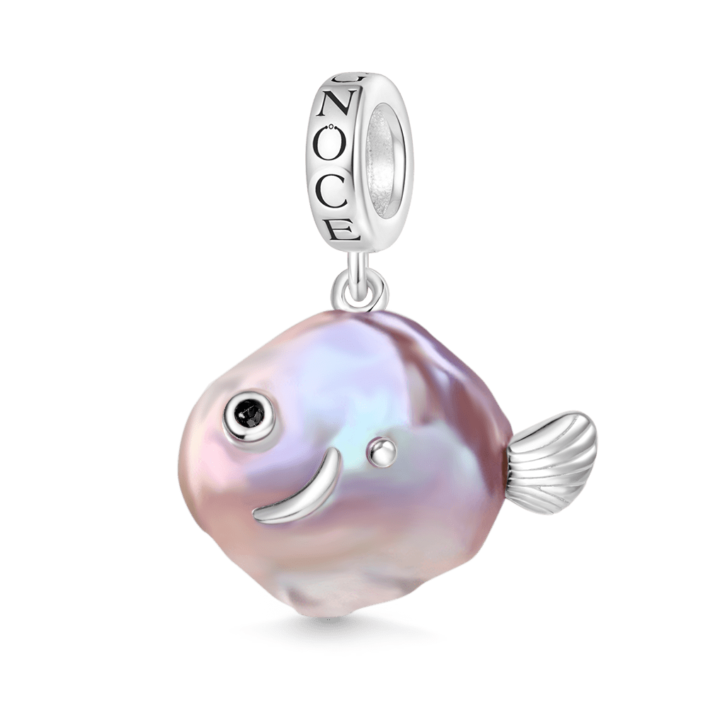 Gnoce Purple Fish Baroque Pearl Silver Pendant Dangle Charm_1