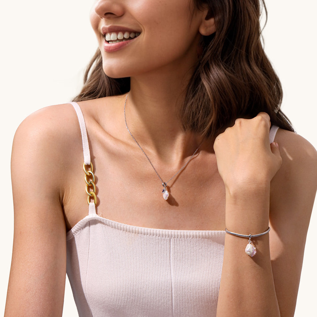 Gnoce Summer Ocean Shell Baroque Pearl Pendant Dangle Charm_4