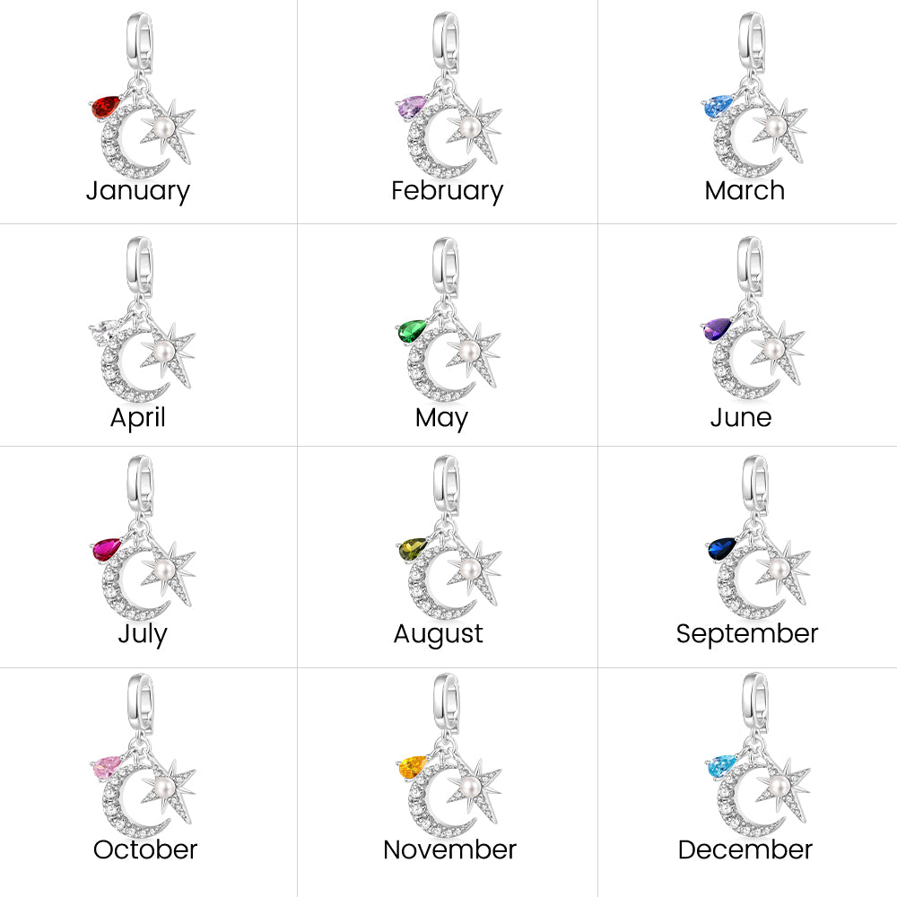 Gnoce Birthstone Moon Star Clasp Clusters Charm_7