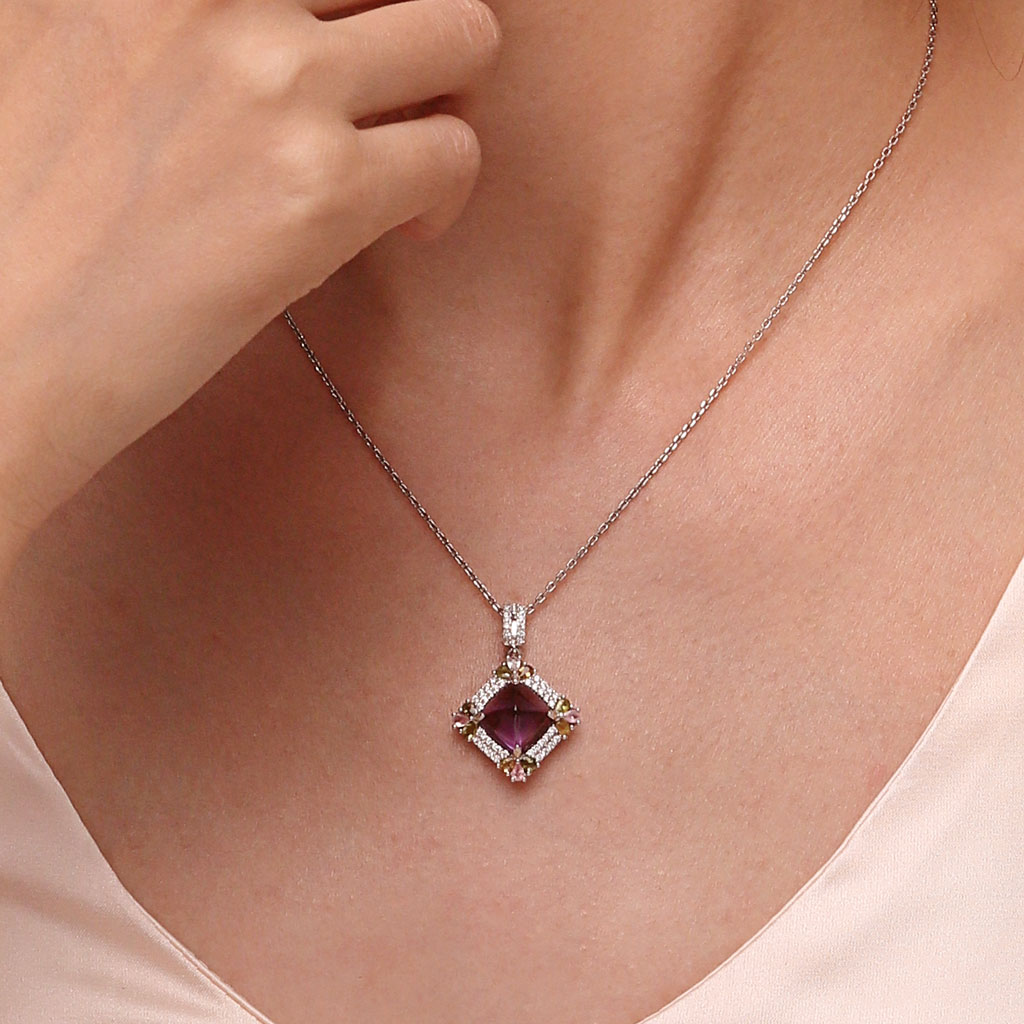 Gnoce Elegant Luxurious Shine Amethyst Pendant Necklace_6