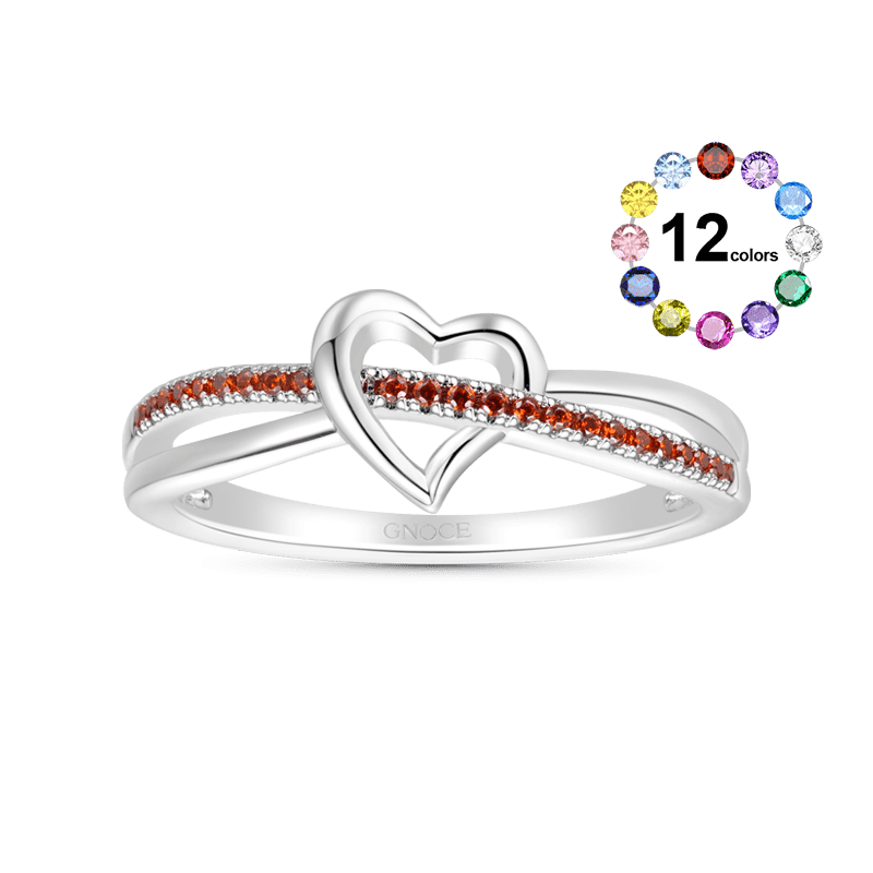 Gnoce Simple Heart Birthstone Ring_1