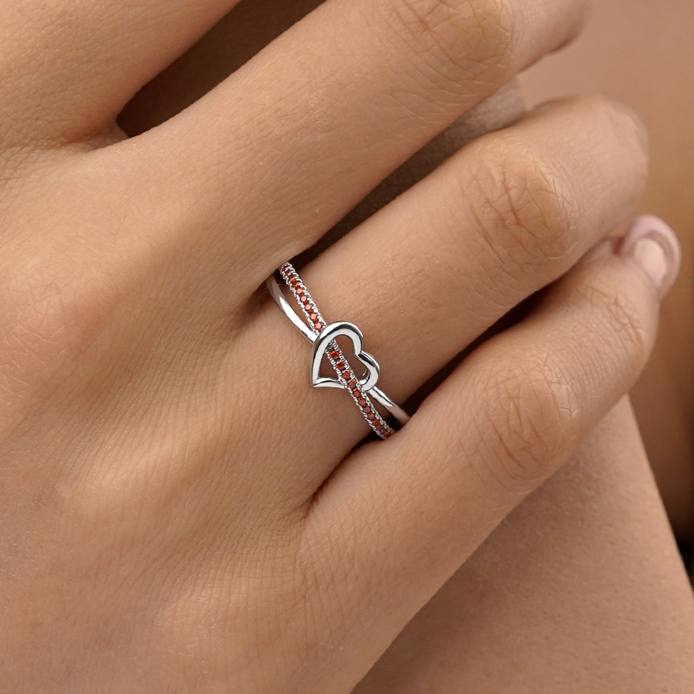 Gnoce Simple Heart Birthstone Ring_6