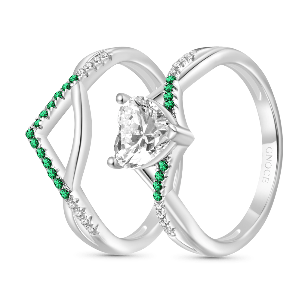 Gnoce Heart Cut Wishbone Stackable Ring Set_2
