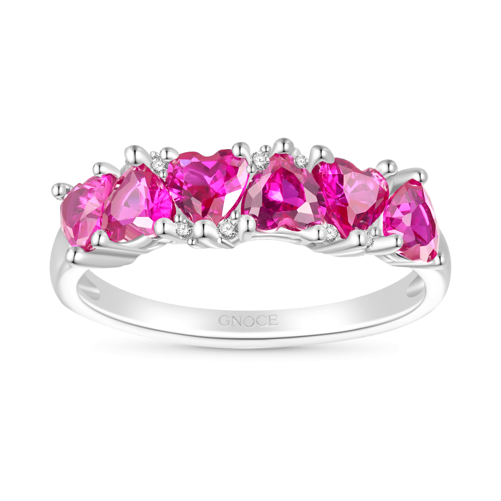 Gnoce Vintage Eternity Heart Shape Pink Band Ring_1