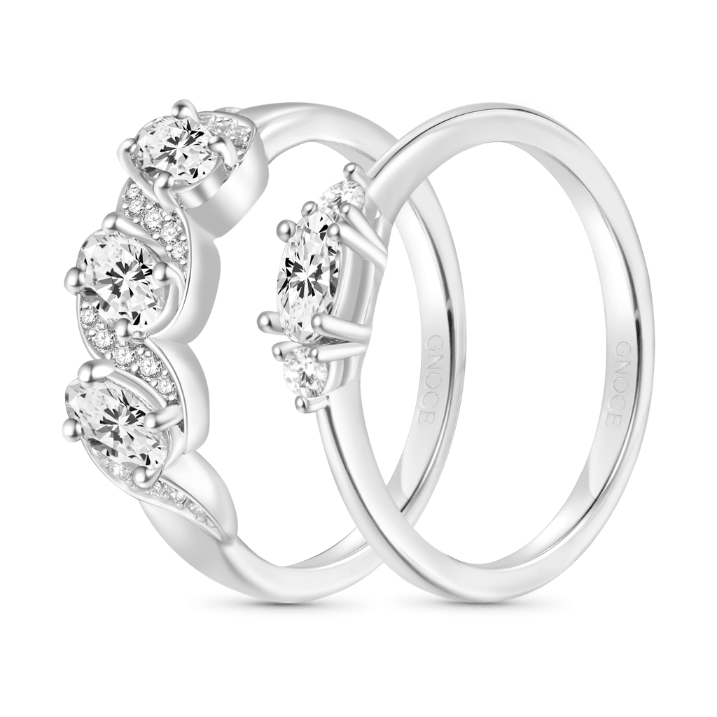 Gnoce White Diamond Anniversary Stackable Ring Set_2