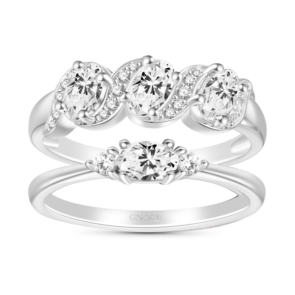 Gnoce White Diamond Anniversary Stackable Ring Set_1