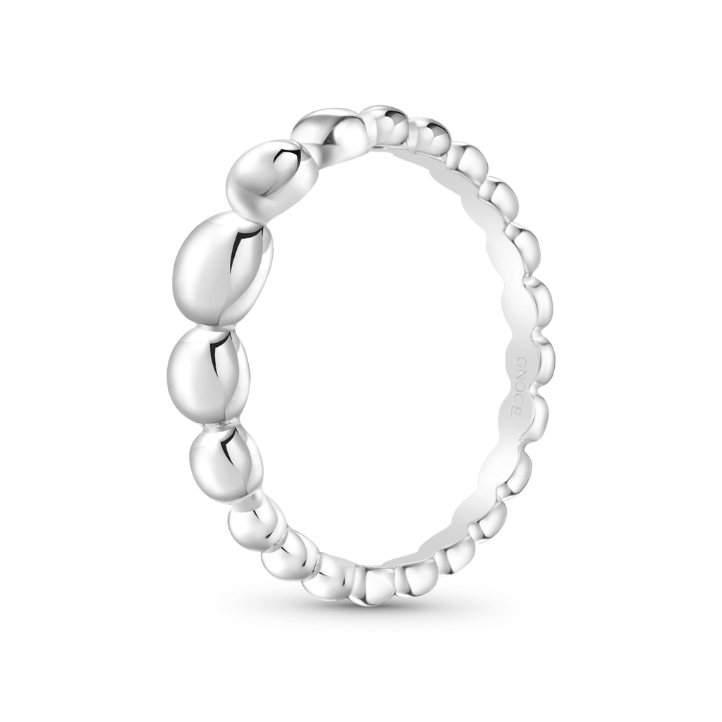 Gnoce Sterling Silver Bead Ball Stackable Ring_2