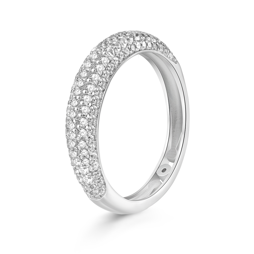 Gnoce Pavé Diamond Birthstone Thin Dome Band Ring_2