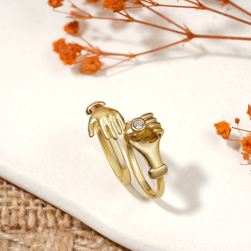 Gnoce Simple Zircon Hug Hand Stackable Ring Set_5