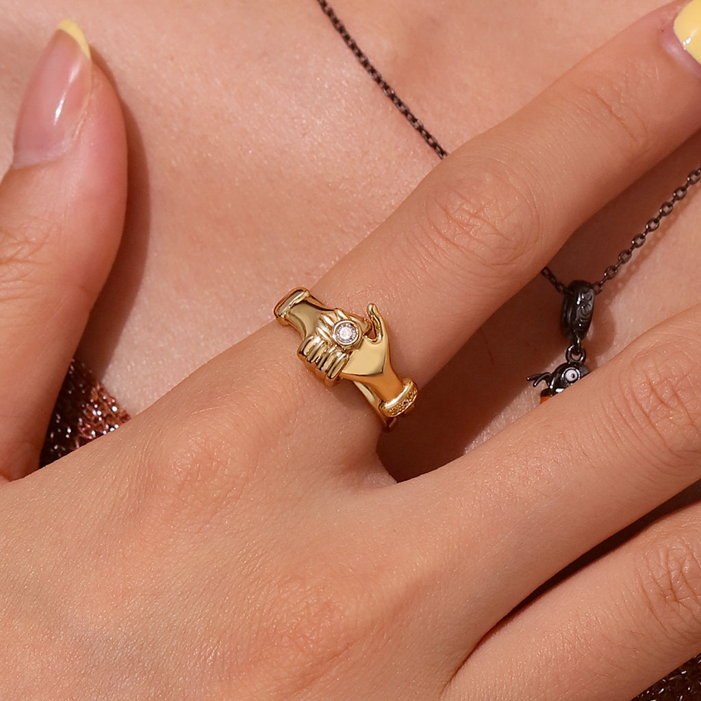 Gnoce Simple Zircon Hug Hand Stackable Ring Set_7