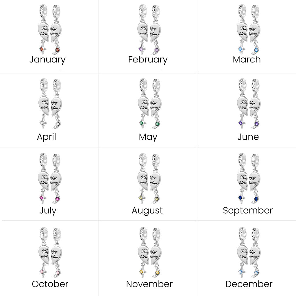 Gnoce Love Engravable Name Birthstone ‘Happy birthday’ Double Pendant Dangle Charm_7