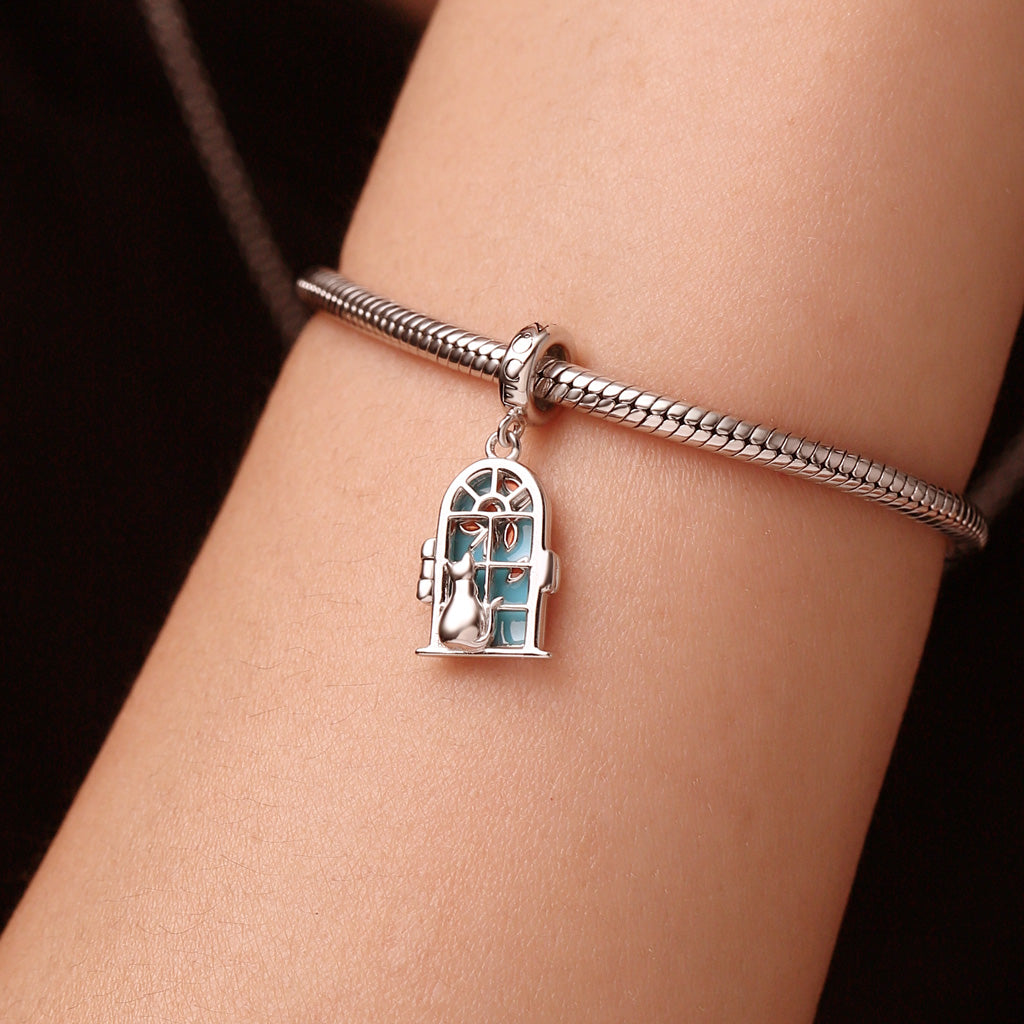 Gnoce Window View Kitten Openable Pendant Dangle Charm_7