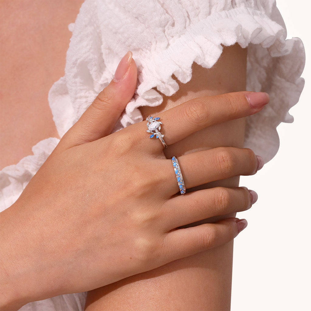 Gnoce Oval-cut Diamond Vine Women's Promise Ring_4