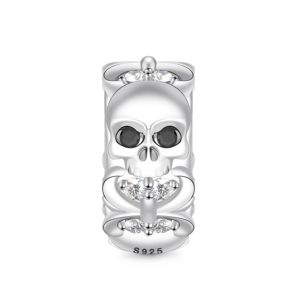 Gnoce "Charming Skull" 925 Sterling Silver Skull Beads Charms Fit Pandora Bracelet_1