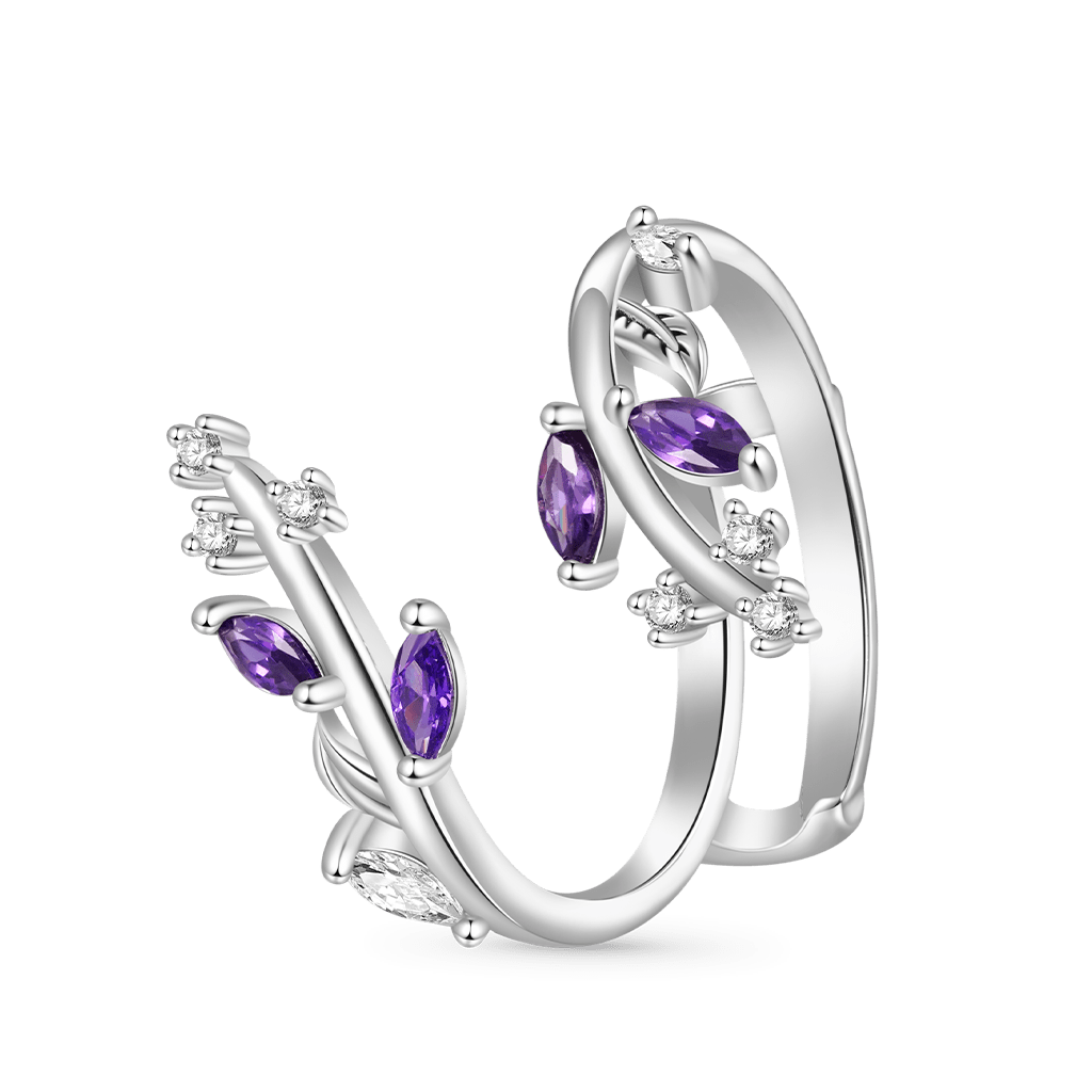 Gnoce Vine Wrap Oval White CZ Stackable Rings_5