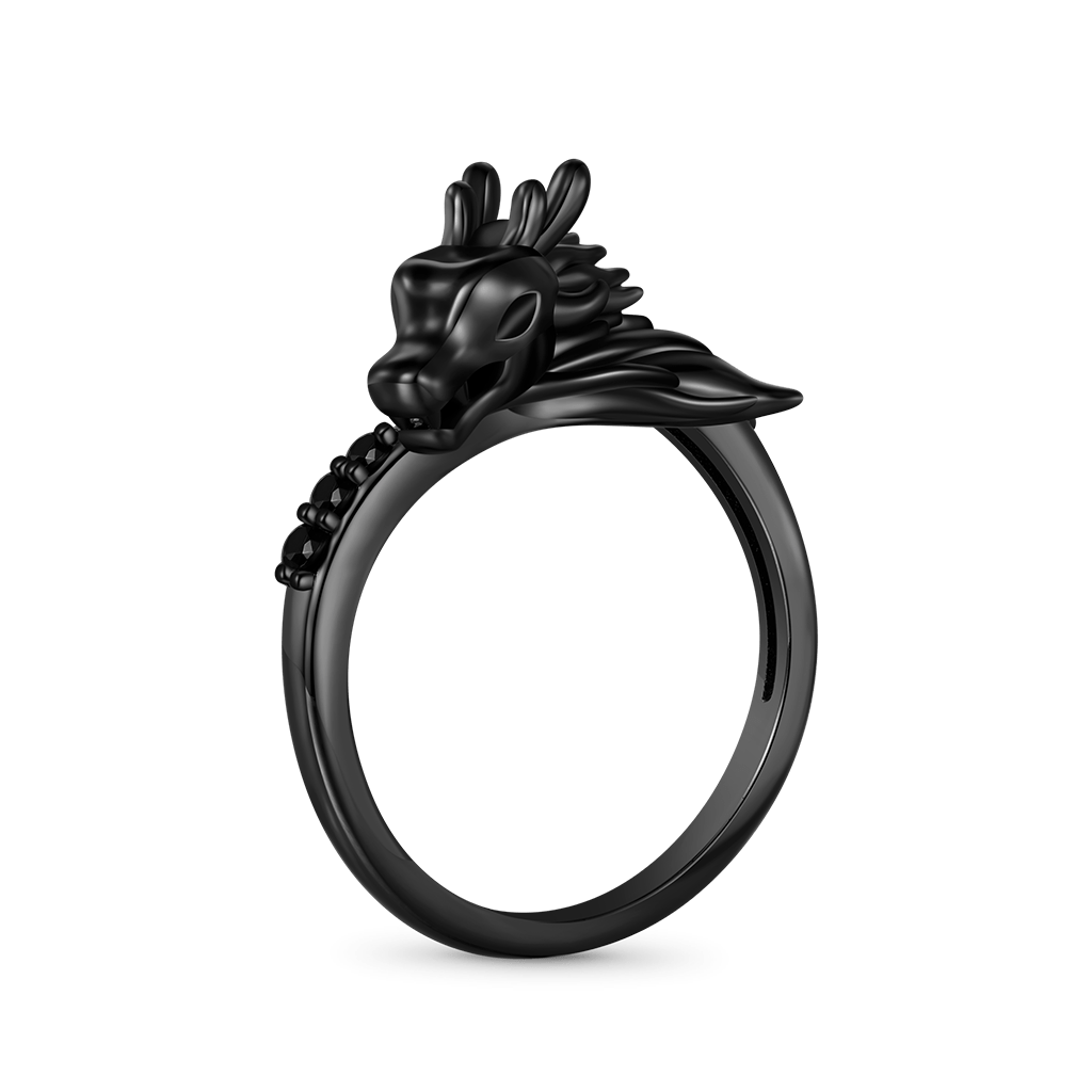 Gnoce Powerful and Mystical Black Dragon Black Zircon Ring_1