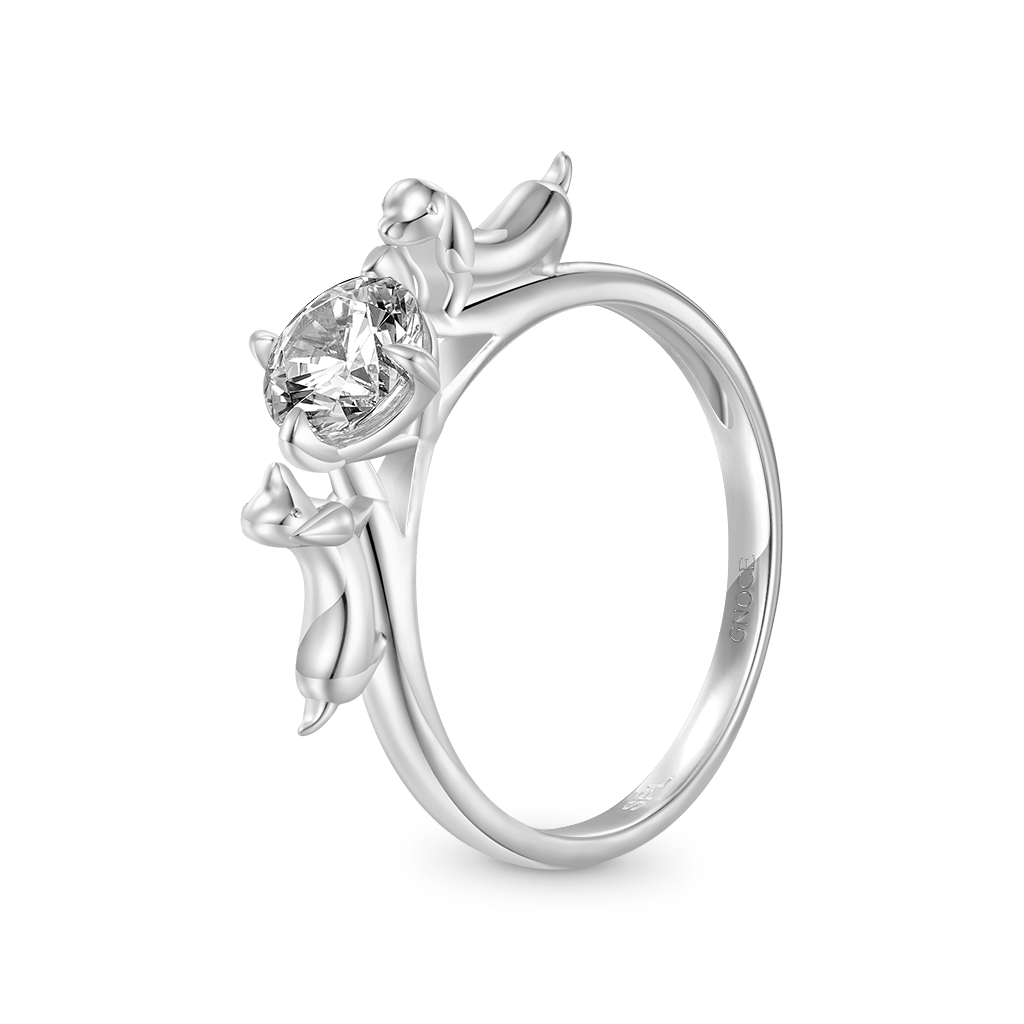 Gnoce Dachshund Embrace White Zircon Ring_2
