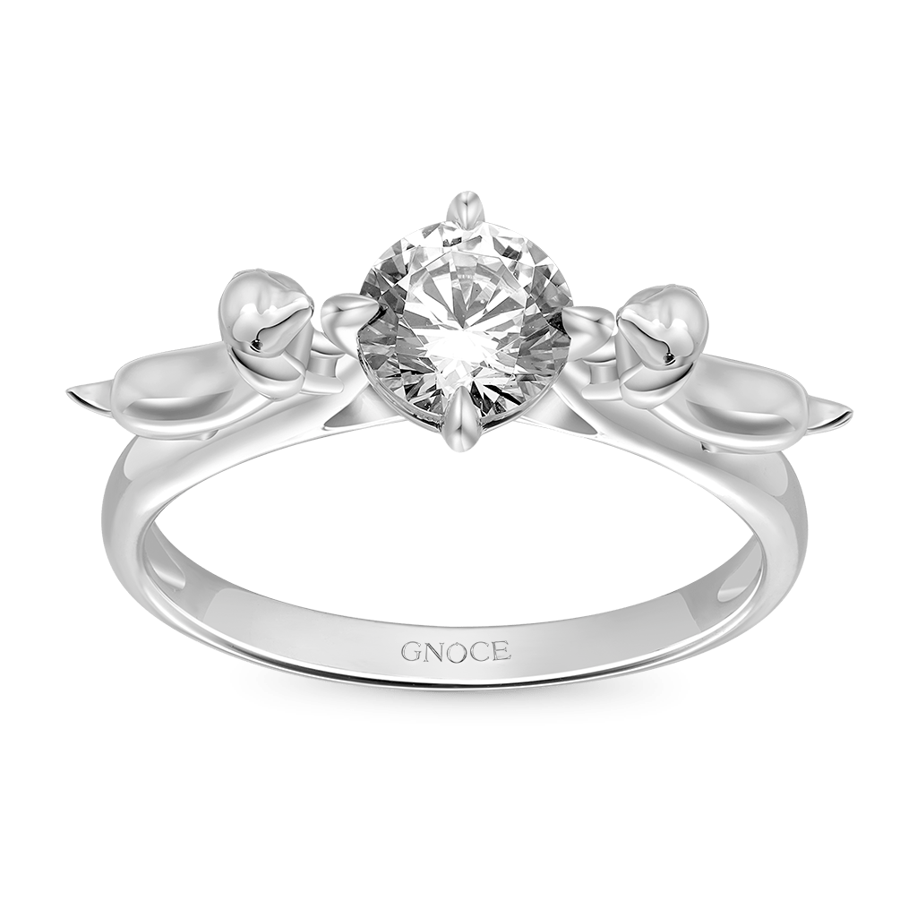 Gnoce Dachshund Embrace White Zircon Ring_3