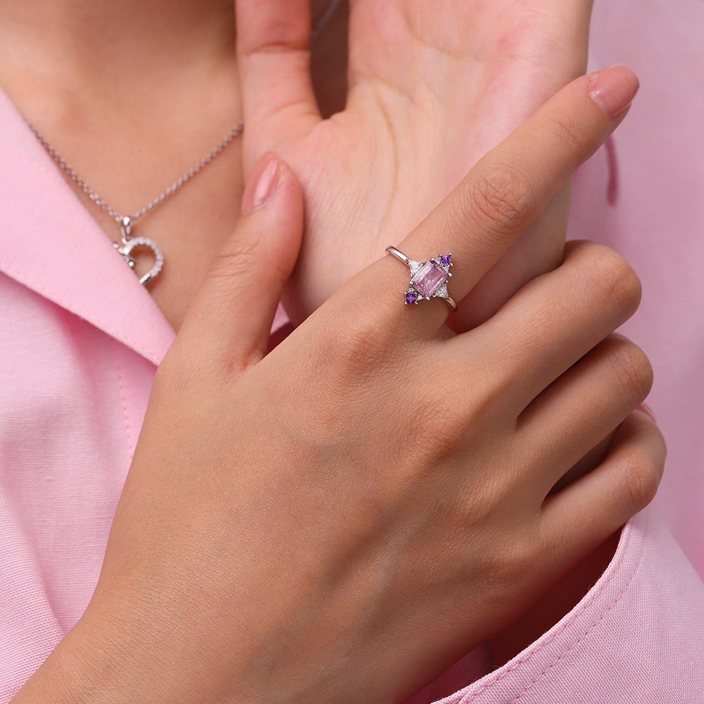 Gnoce Sparkling Purple Square-cut Promise Ring_4