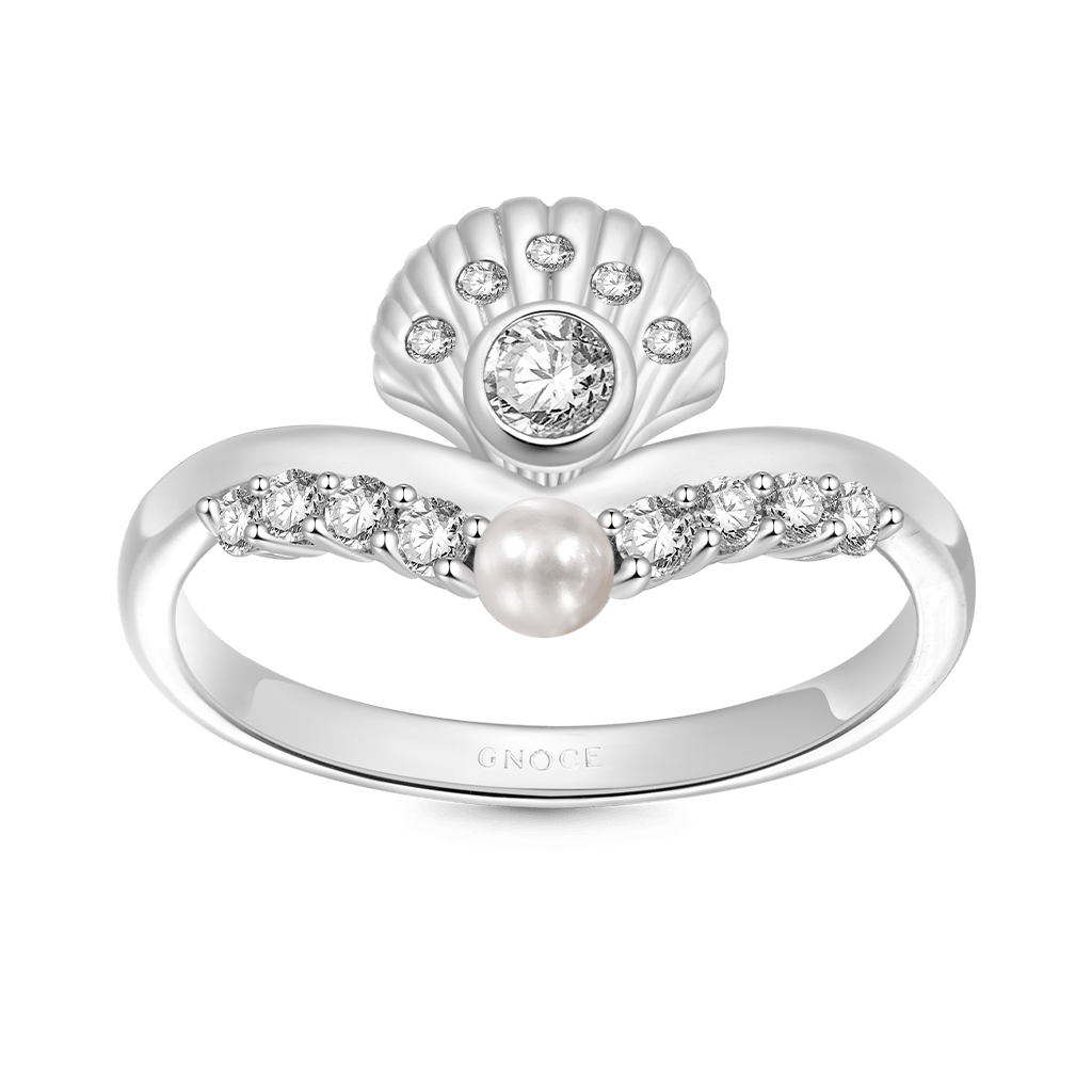 Gnoce Shell-Shaped White Zircon Ring_1