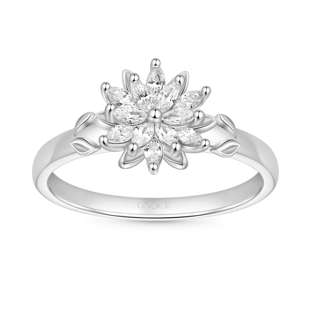 Gnoce Blooming Flower White Zircon Ring_1