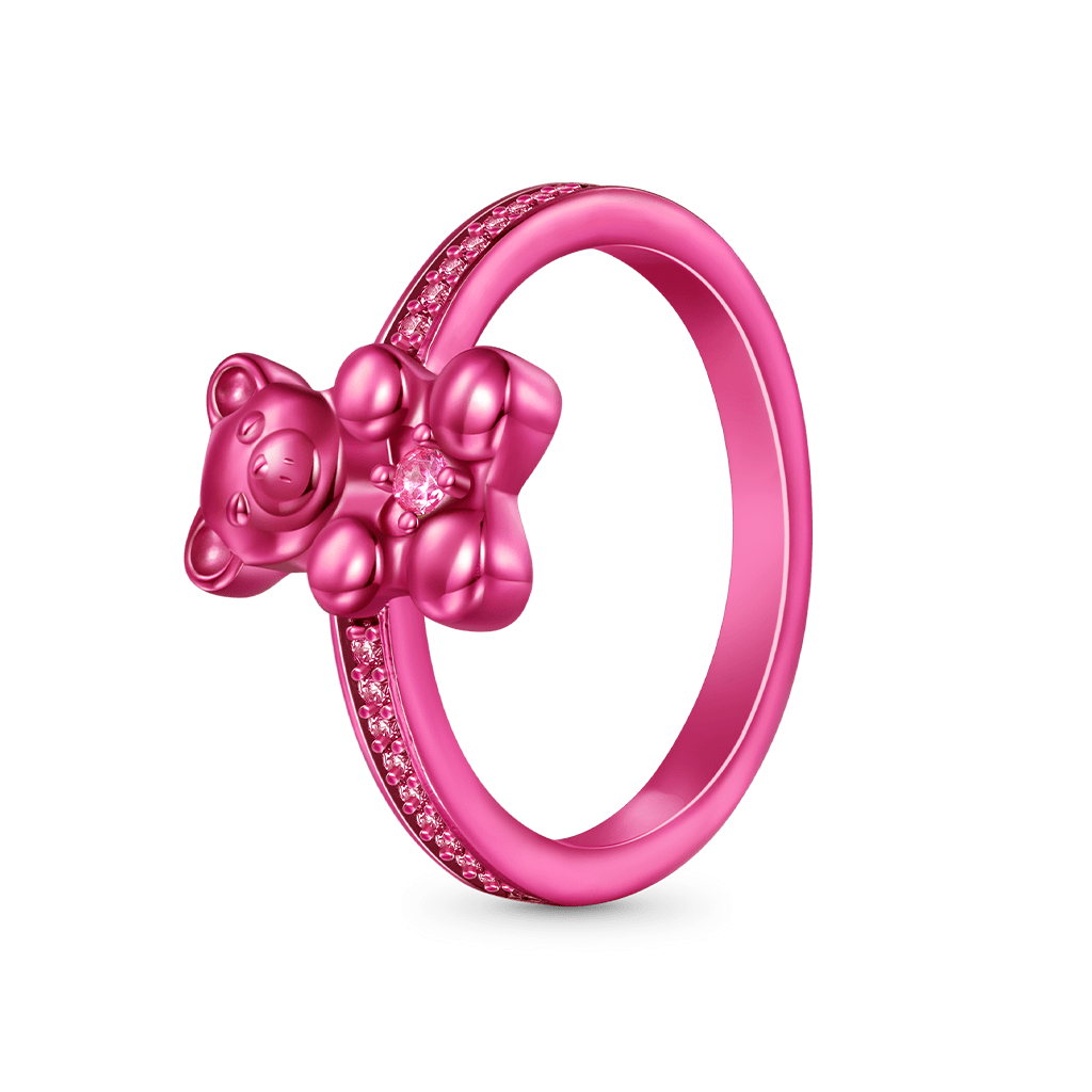 Gnoce Cute Pink Candy Bear Ring_2