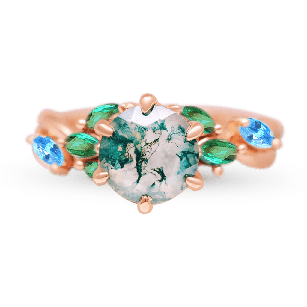 Gnoce Garden Green Moss Agate & Fire Opal Ring_2