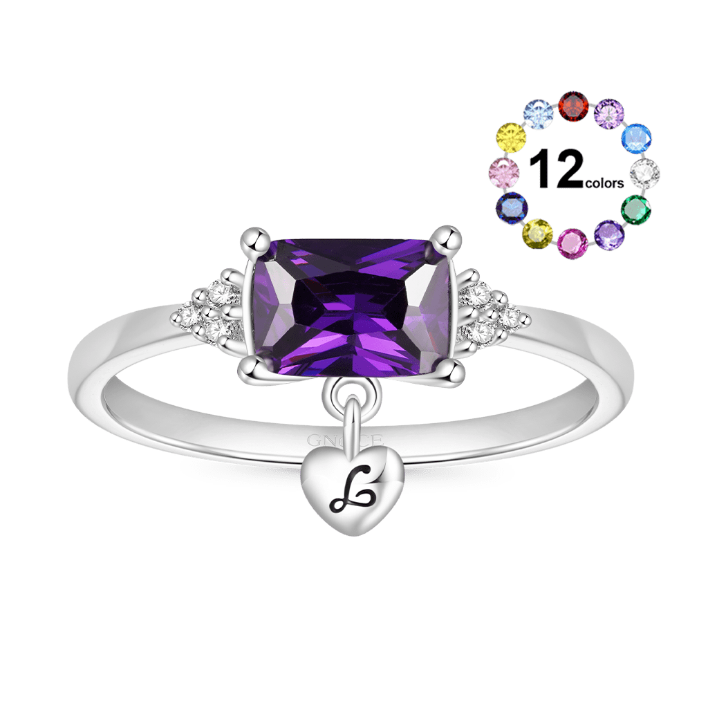 Gnoce Dainty Purple Baguette Statement Personalized Ring_1