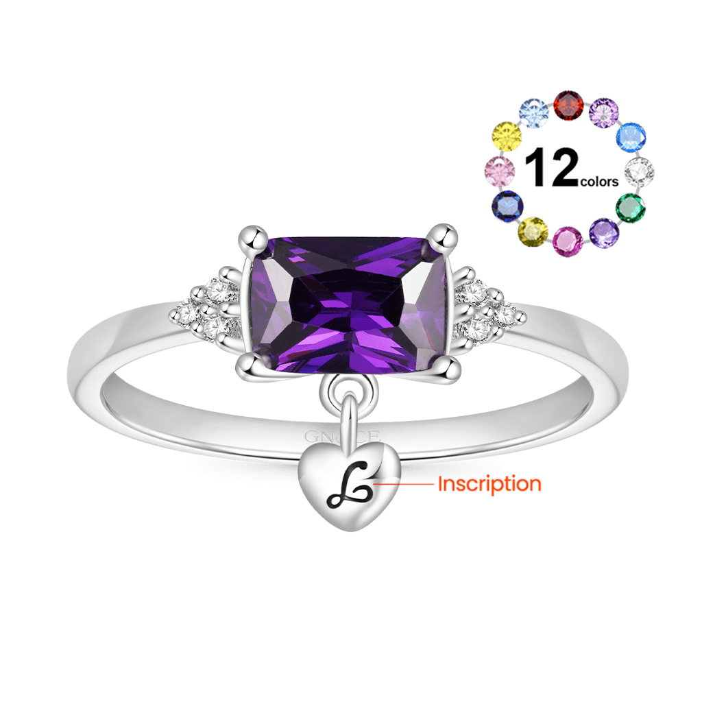 Gnoce Dainty Purple Baguette Statement Personalized Ring_2