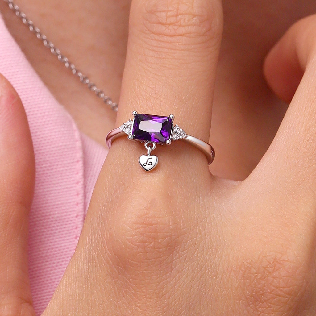 Gnoce Dainty Purple Baguette Statement Personalized Ring_6