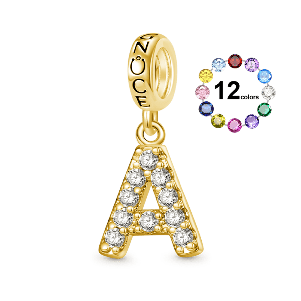 Gnoce 18k Gold Plated Engravable Initial Birthstone Gift Pendant Dangle Charm_1