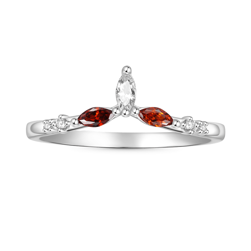 Gnoce Natural Red Garnet Kite Engagement Stackable Rings_4